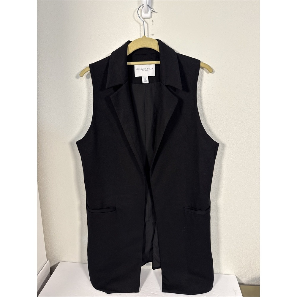 Carolina Belle Montreal Vest Long High End Brand Black Pockets Med R1